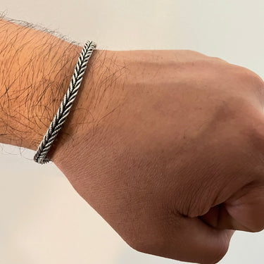 Pulsera Trenzada Espiga en Plata 950 – Estilo Minimalista Masculino